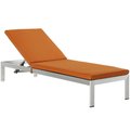 Modway Furniture Shore Outdoor Patio Aluminum Chaise with Cushions EEI-4502-SLV-ORA